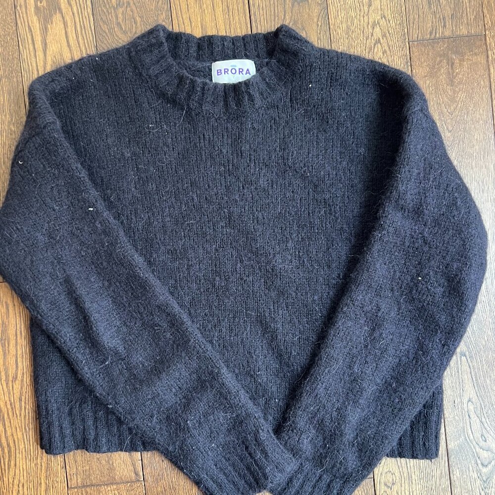 Brora Navy Alpaca Sweater, Cropped